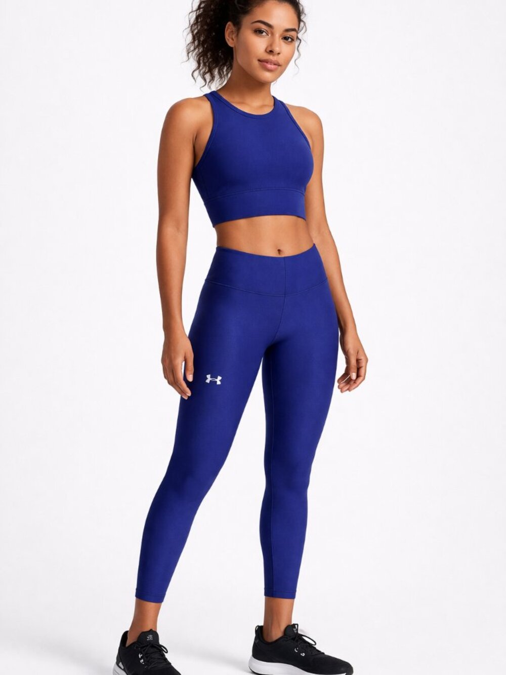 Under Armour HeatGear - Women’s Large L - Blue Crop Tank + Leggings Set